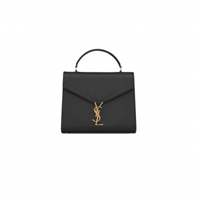 YSL CASSANDRA MEDIUM TOP HANDLE BAG IN GRAIN DE POUDRE EMBOSSED LEATHER 623931BOW0W1000 (24.5*20*11.5cm)